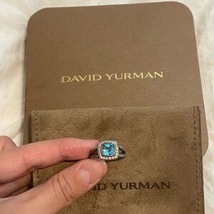 David Yurman Silver Ring with Blue Stone